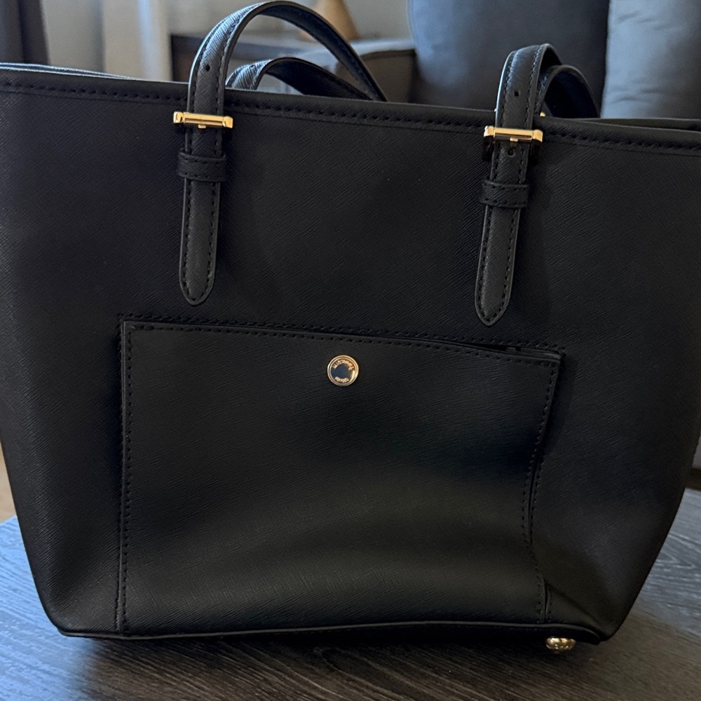 Michael Kors Black Tote with Gold Accents